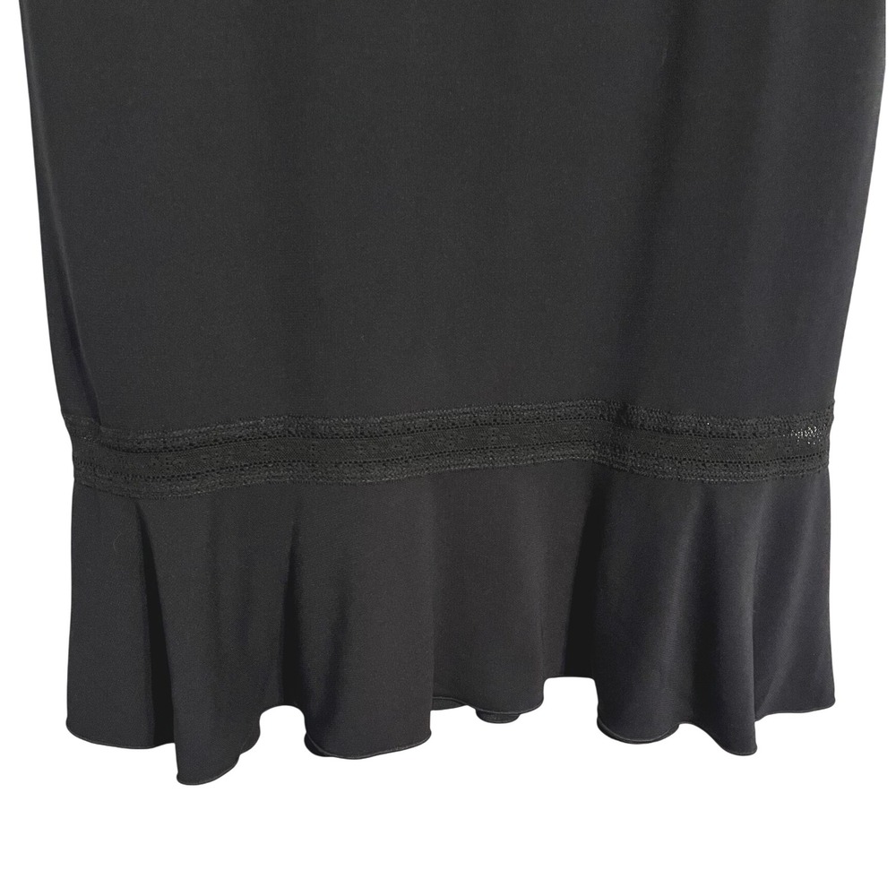 Max Studio Baby Doll Dress‎ Black Lace Trim Square Neck Flounce Hem Midi XS - Picture 4 of 8
